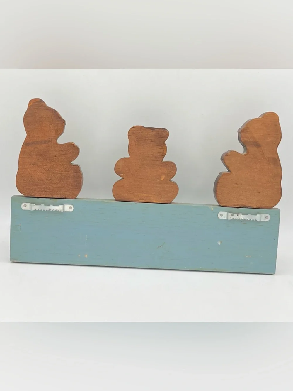 Vintage Teddy Bear Wooden Wall Coat Rack Nursery Peg Hand Painted Cottage Baby